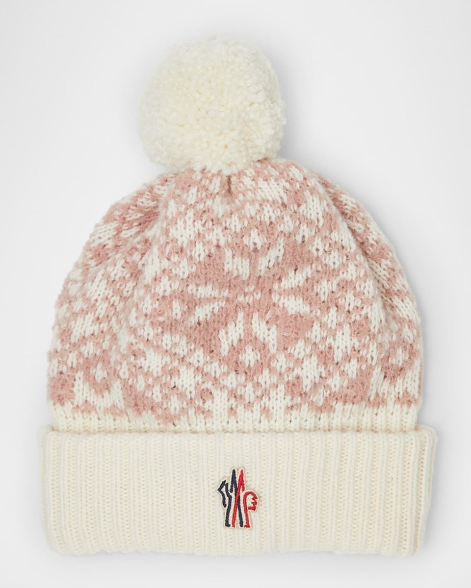 Girl's Snowflake Rib-Knit Wool Logo Beanie